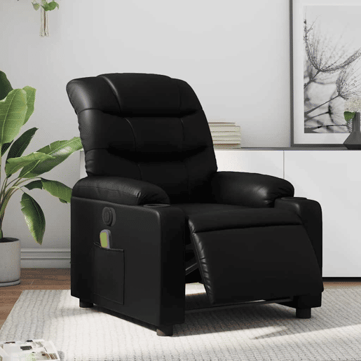 Poltrona massagens reclinável - Poltrona relax elétrica couro artificial preto