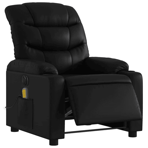Poltrona massagens reclinável - Poltrona relax elétrica couro artificial preto