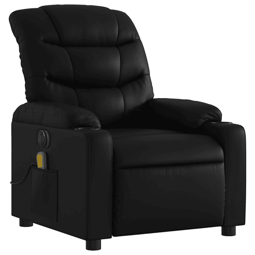 Poltrona massagens reclinável - Poltrona relax elétrica couro artificial preto