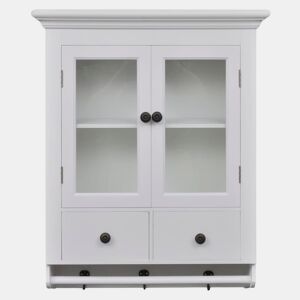 Armário de parede para cozinha - Cozinha modular com porta de vidro branco
