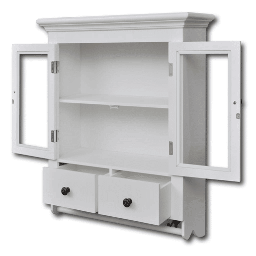 Armário de parede para cozinha - Cozinha modular com porta de vidro branco