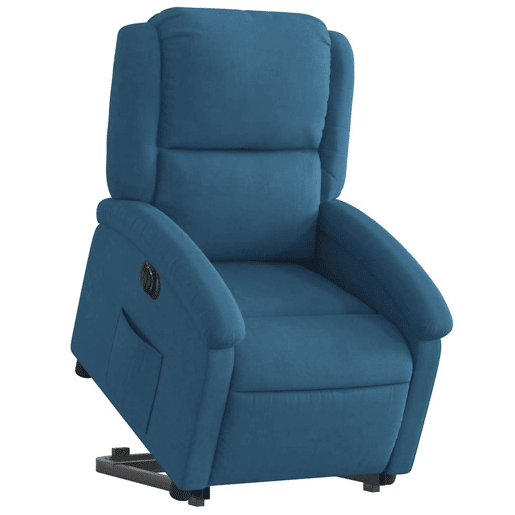 Poltrona reclinável - Poltrona relax elétrica veludo azul