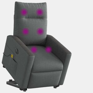 Poltrona elétrica elevatória massagens - Poltrona relax tecido cinzento-escuro