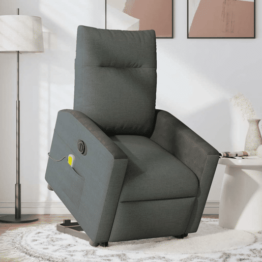 Poltrona elétrica elevatória massagens - Poltrona relax tecido cinzento-escuro