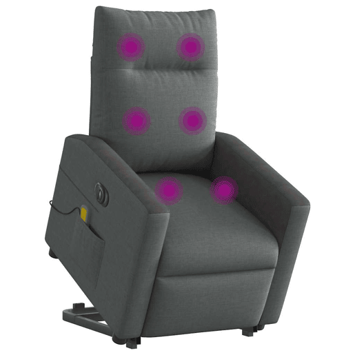 Poltrona elétrica elevatória massagens - Poltrona relax tecido cinzento-escuro