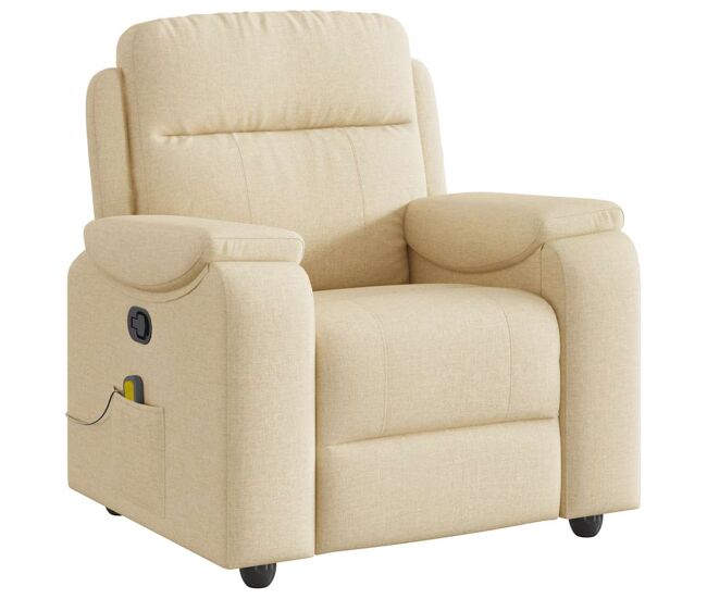 Sillón de masaje reclinable - sillón relax de tela crema