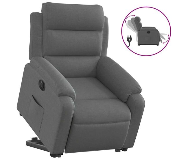 Sillón eléctrico reclinable elevable - sillón relax de tela gris oscuro