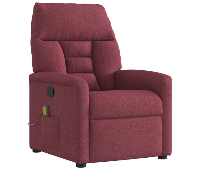 Sillón de masaje reclinable - sillón relax de tela color vino tinto