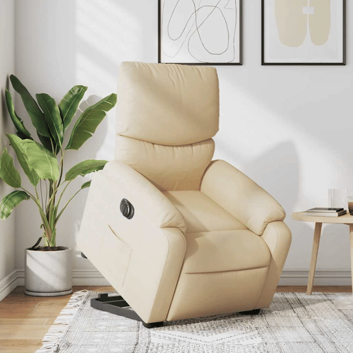 Poltrona reclinável - Poltrona relax elétrica tecido cor creme