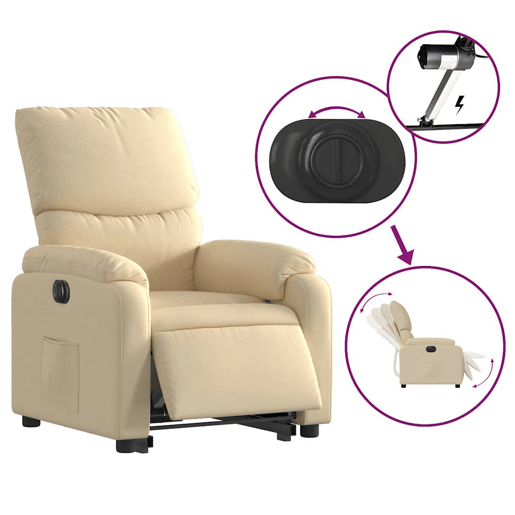 Poltrona reclinável - Poltrona relax elétrica tecido cor creme