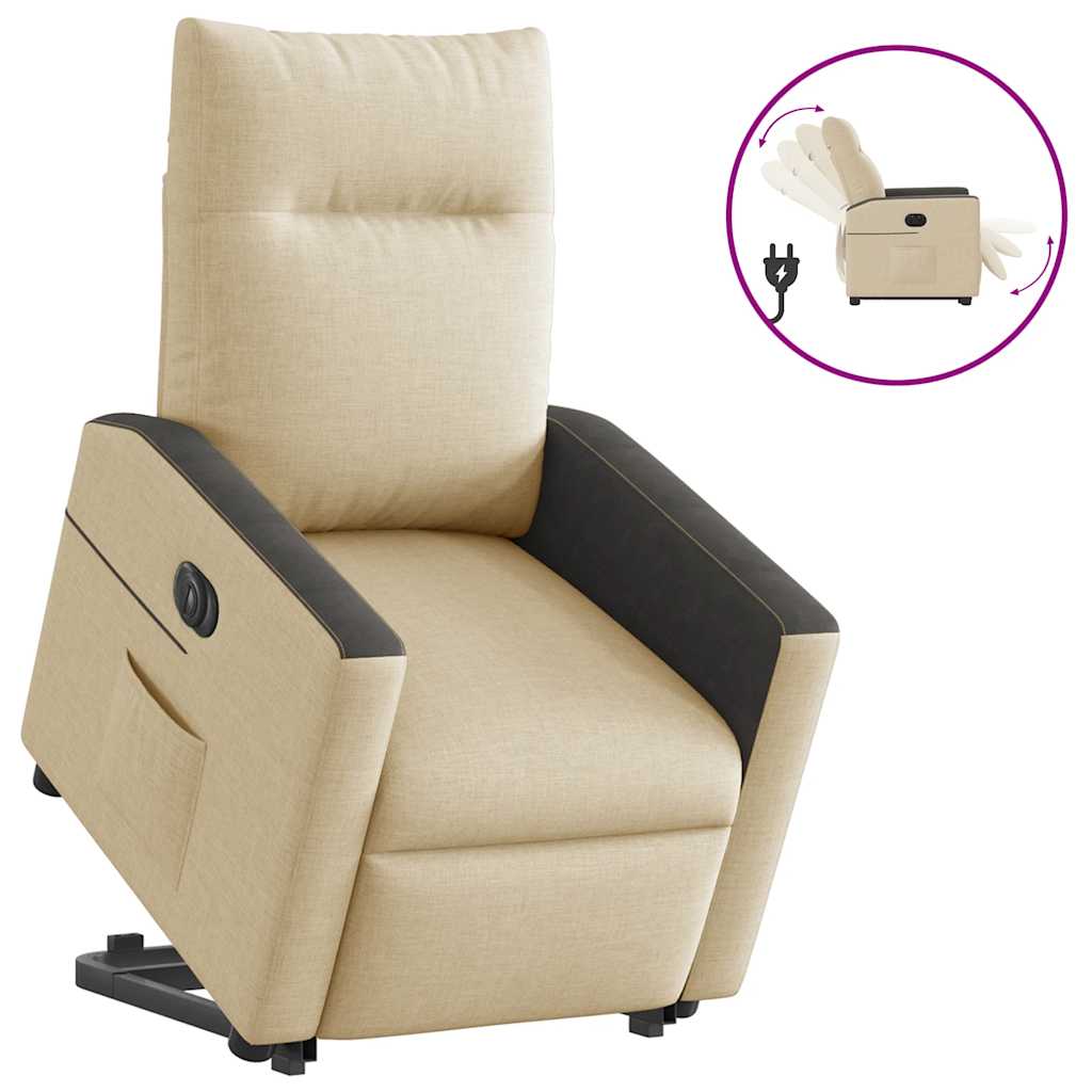 Sillón eléctrico reclinable elevable - sillón relax de tela color crema