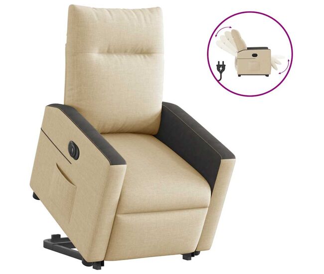 Sillón eléctrico reclinable elevable - sillón relax de tela color crema
