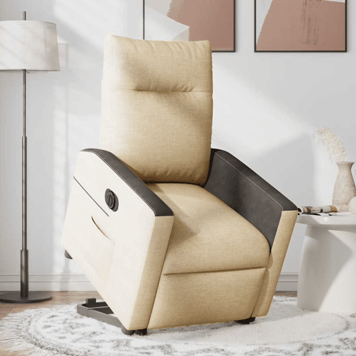 Poltrona reclinável - Poltrona relax elétrica tecido cor creme