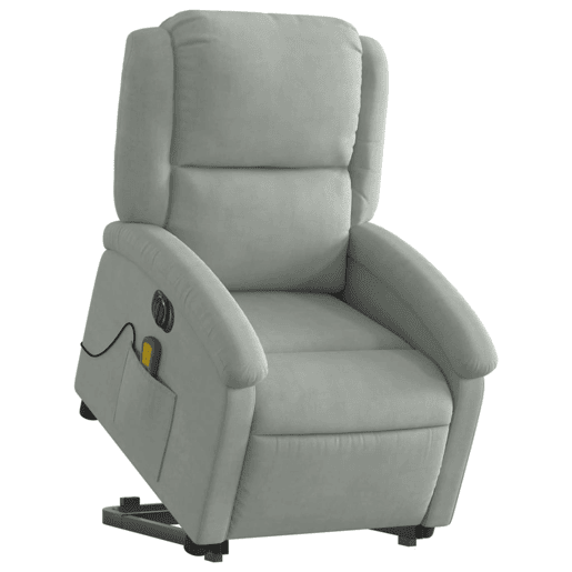 Poltrona de massagens reclinável - Poltrona relax elétrica veludo cinzento-claro