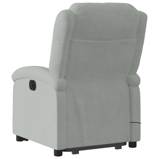 Poltrona de massagens reclinável - Poltrona relax elétrica veludo cinzento-claro