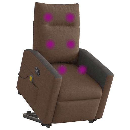 Poltrona elétrica elevatória massagens - Poltrona relax tecido castanho Poltrona elétrica elevatória massagens - Poltrona relax tecido castanho