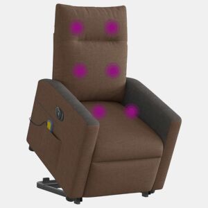 Poltrona elétrica elevatória massagens - Poltrona relax tecido castanho