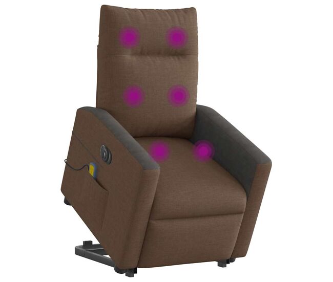 Sillón de masaje eléctrico reclinable - sillón relax elevable tela marrón