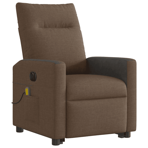 Poltrona elétrica elevatória massagens - Poltrona relax tecido castanho Poltrona elétrica elevatória massagens - Poltrona relax tecido castanho