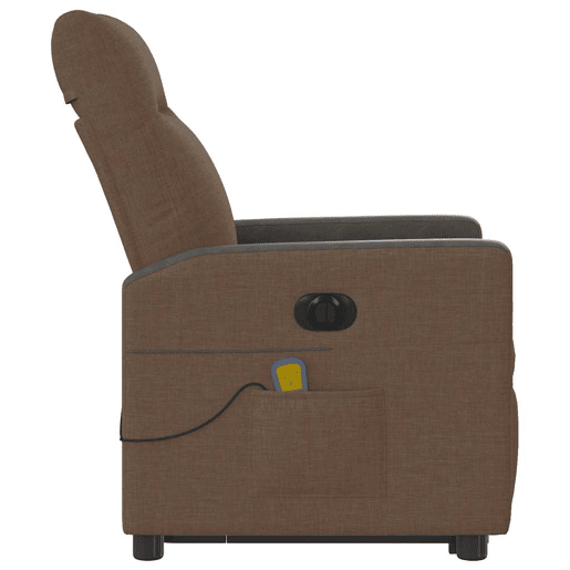 Poltrona elétrica elevatória massagens - Poltrona relax tecido castanho Poltrona elétrica elevatória massagens - Poltrona relax tecido castanho