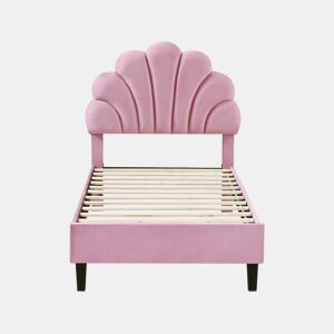 Cama em forma de concha de veludo Manon - 90 x 190 cm - Rosa