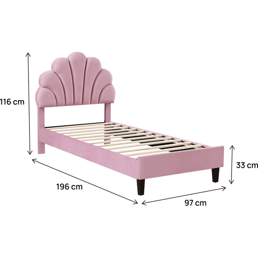 Cama em forma de concha de veludo Manon - 90 x 190 cm - Rosa