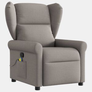 Poltrona de massagens reclinável - Poltrona relax tecido cinzento-acastanhado