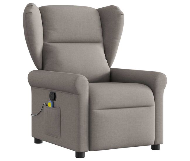 Sillón de masaje reclinable - sillón relax de tela gris taupé