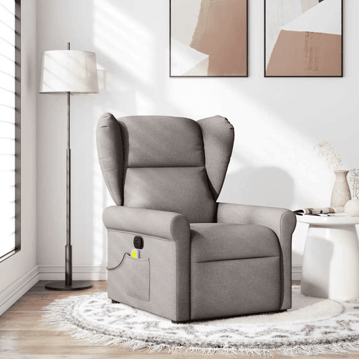 Poltrona de massagens reclinável - Poltrona relax tecido cinzento-acastanhado