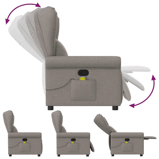 Poltrona de massagens reclinável - Poltrona relax tecido cinzento-acastanhado