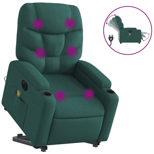 Poltrona elétrica massagens - Poltrona relax tecido verde-escuro