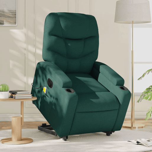 Poltrona elétrica massagens - Poltrona relax tecido verde-escuro