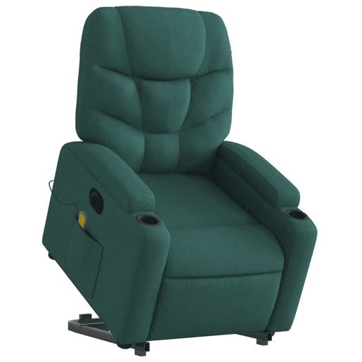 Poltrona elétrica massagens - Poltrona relax tecido verde-escuro