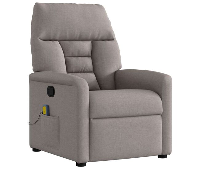 Sillón de masaje reclinable - sillón relax de tela gris taupé