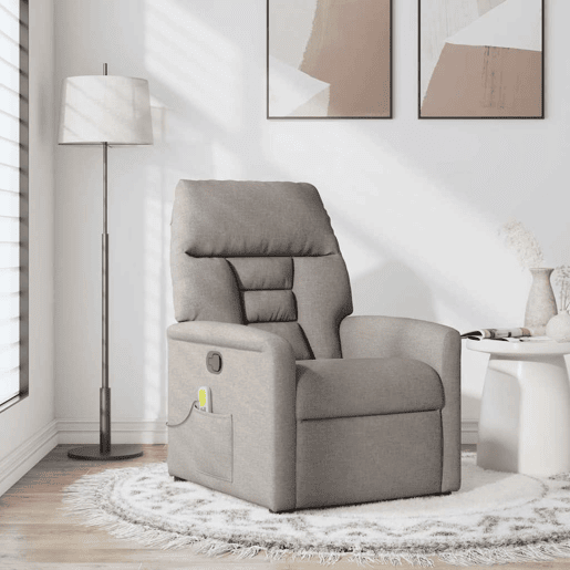 Poltrona de massagens reclinável - Poltrona relax tecido cinzento-acastanhado