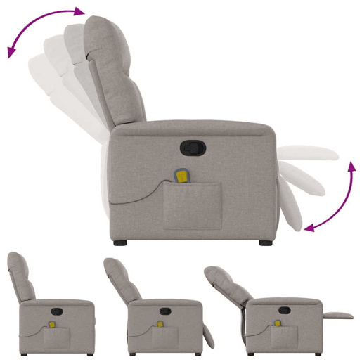 Poltrona de massagens reclinável - Poltrona relax tecido cinzento-acastanhado