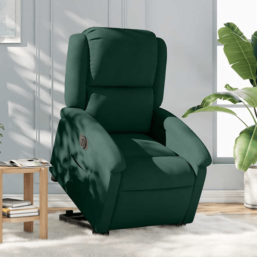 Poltrona reclinável - Poltrona relax elétrica veludo verde-escuro