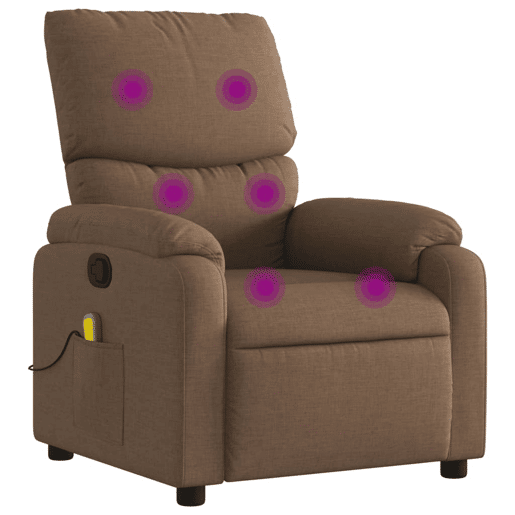 Poltrona de massagens reclinável - Poltrona relax tecido castanho