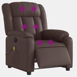 Poltrona massagens reclinável - Poltrona relax elétrica couro artif. castanho