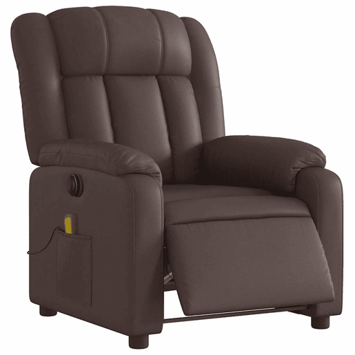 Poltrona massagens reclinável - Poltrona relax elétrica couro artif. castanho Poltrona massagens reclinável - Poltrona relax elétrica couro artif. castanho