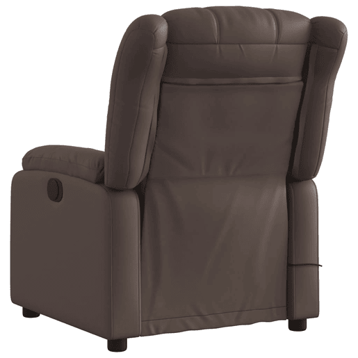Poltrona massagens reclinável - Poltrona relax elétrica couro artif. castanho Poltrona massagens reclinável - Poltrona relax elétrica couro artif. castanho