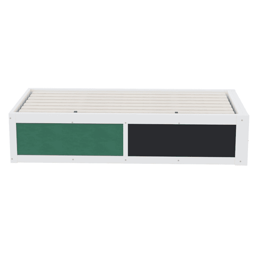 Cama individual 90x200 cm - Ajustável hidraulicamente, com mesa de escrita e arrumação - Branca