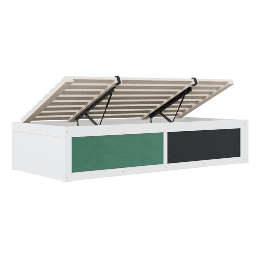 Cama individual 90x200 cm - Ajustável hidraulicamente, com mesa de escrita e arrumação - Branca