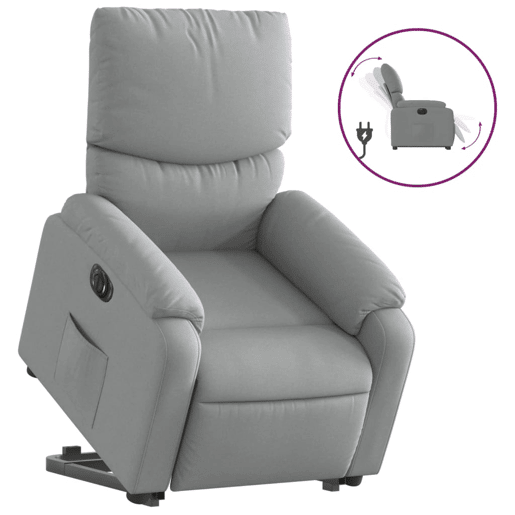 Poltrona reclinável - Poltrona relax elétrica tecido cinzento-claro