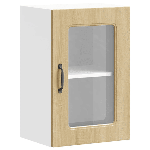 Armário de parede de cozinha - Cozinha modular porta vidro carvalho sonoma