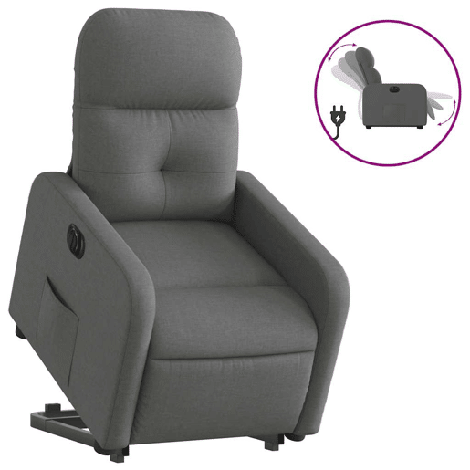 Poltrona reclinável - Poltrona relax elétrica tecido cinzento-escuro