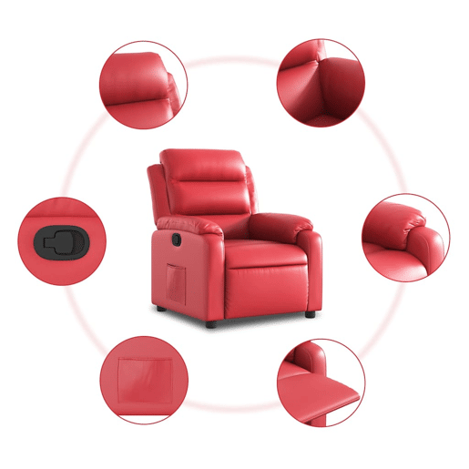 Poltrona reclinável - Poltrona relax couro artificial vermelho Poltrona reclinável - Poltrona relax couro artificial vermelho