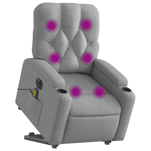Poltrona elétrica reclinável massagens - Poltrona relax tecido cinzento-claro