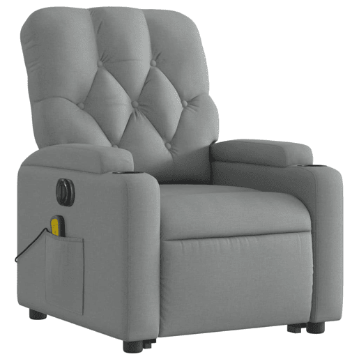 Poltrona elétrica reclinável massagens - Poltrona relax tecido cinzento-claro