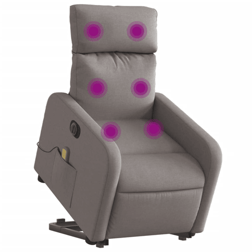 Poltrona elétrica elevatória massagens - Poltrona relax tecido cinza-acastanhado